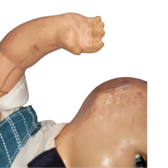 16" Vintage Charrning Composition Tin Eyes ~ Curly Molded Hair ~ School Boy Doll - Picture 11 of 14